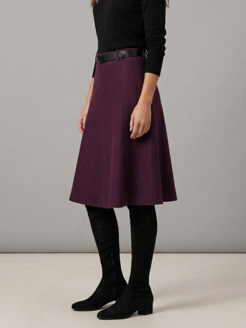 Uniqlo Wool Blend Skirt Midi Skirt Plum/Cranberry Size S